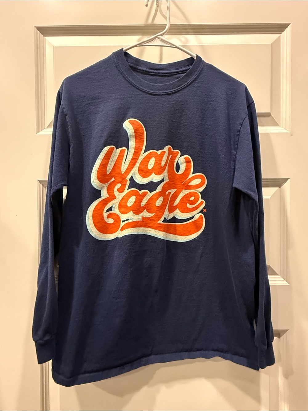 War Eagle Long Sleeve Tee - Navy with Orange Script, Auburn Tigers